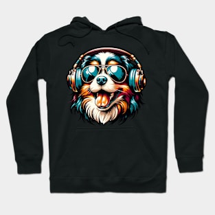 Tibetan Spaniel Smiling DJ in Bright Japanese Style Hoodie